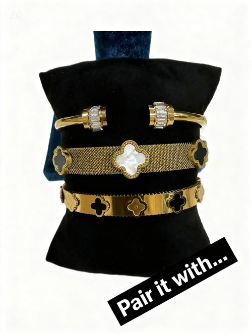 18K Gold Plated Clover Bangle