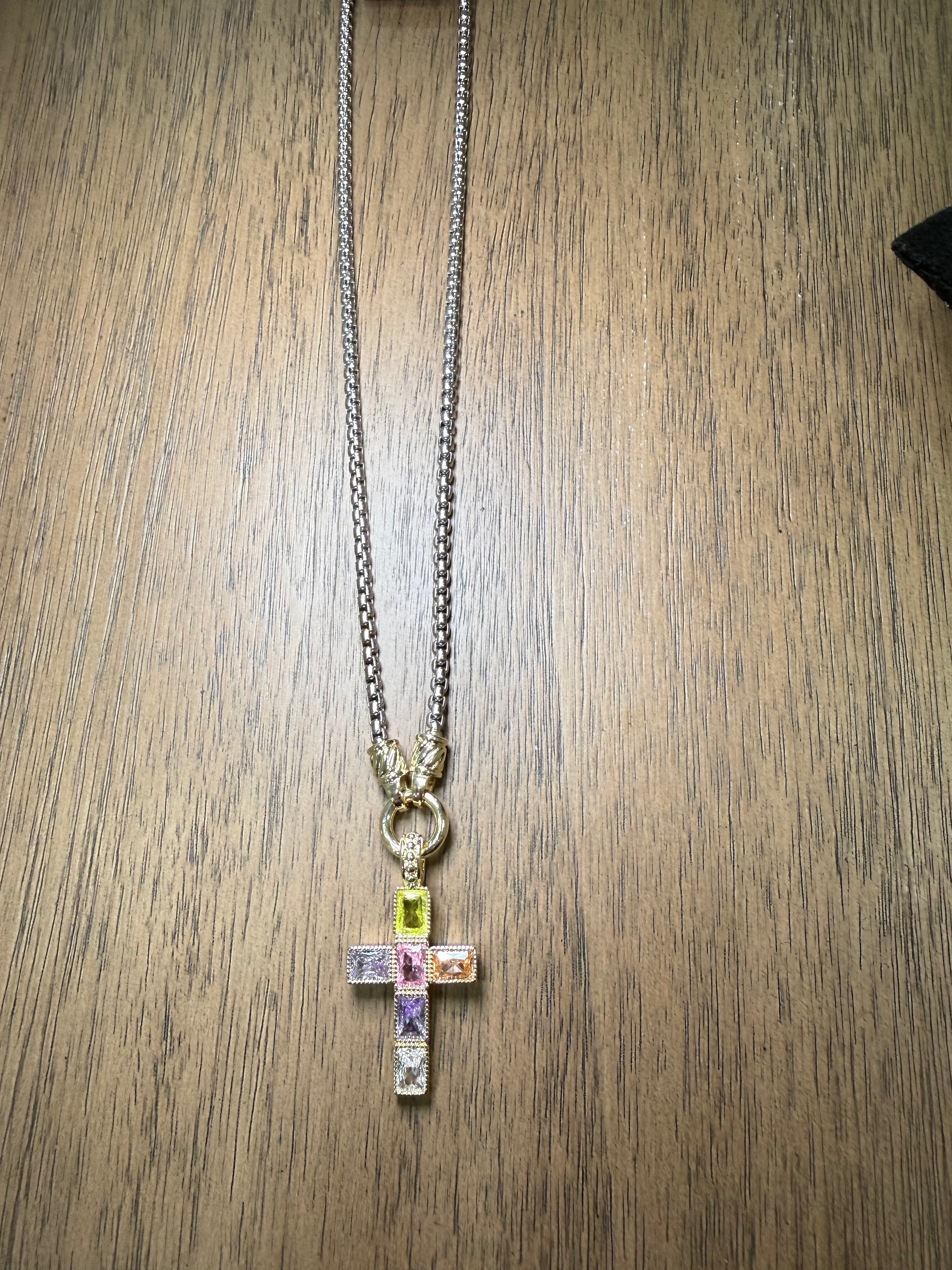 Multi-Color Cross Necklace