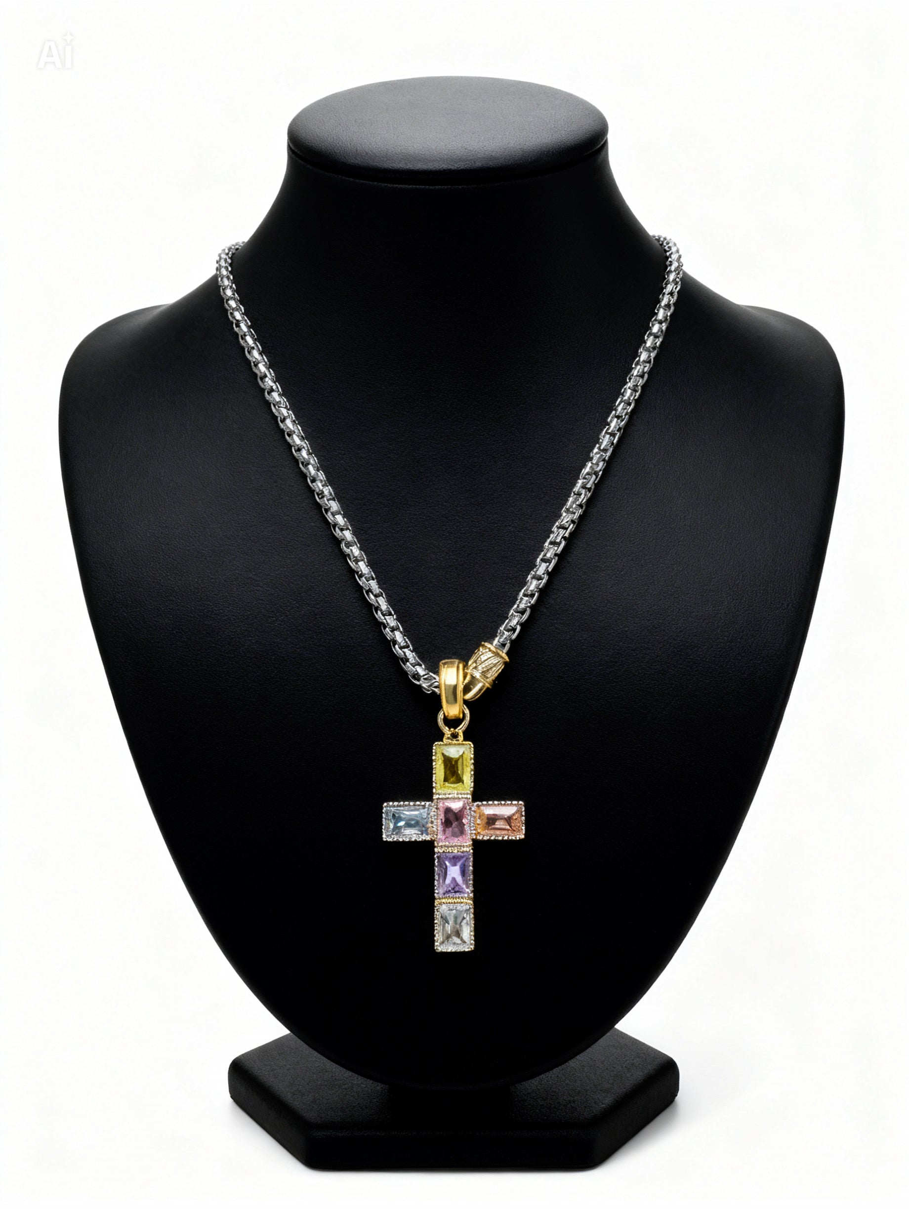 Multi-Color Cross Necklace