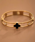 18K Gold Plated Clover Stainless Steel Bangle