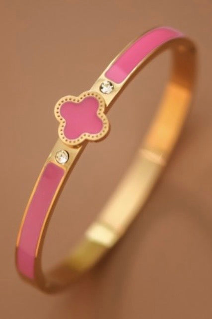 18K Gold Plated Clover Bangle