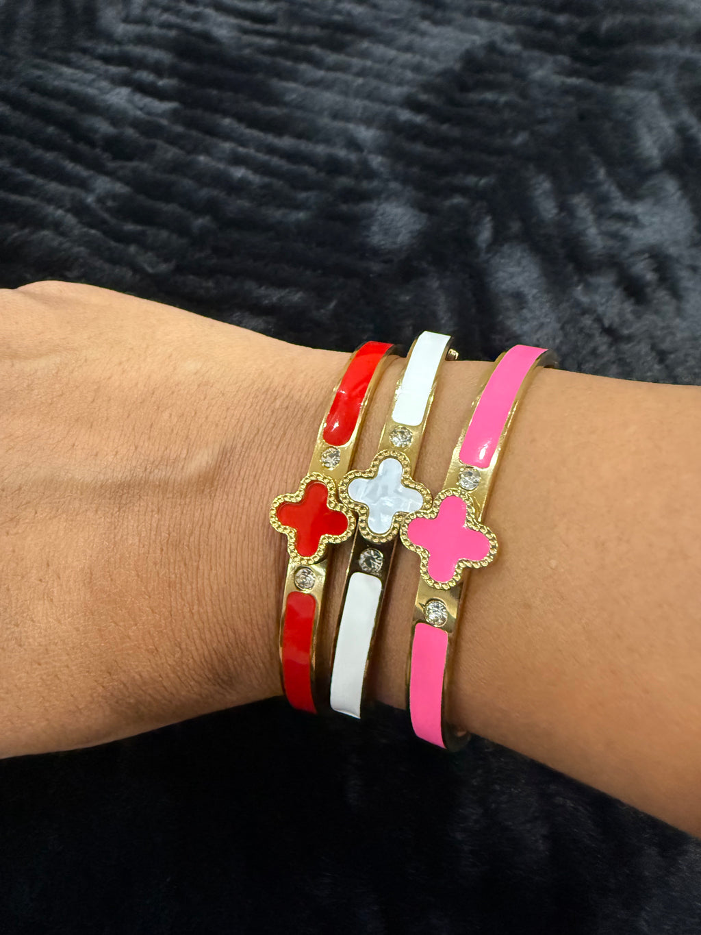 18K Gold Plated Clover Bangle