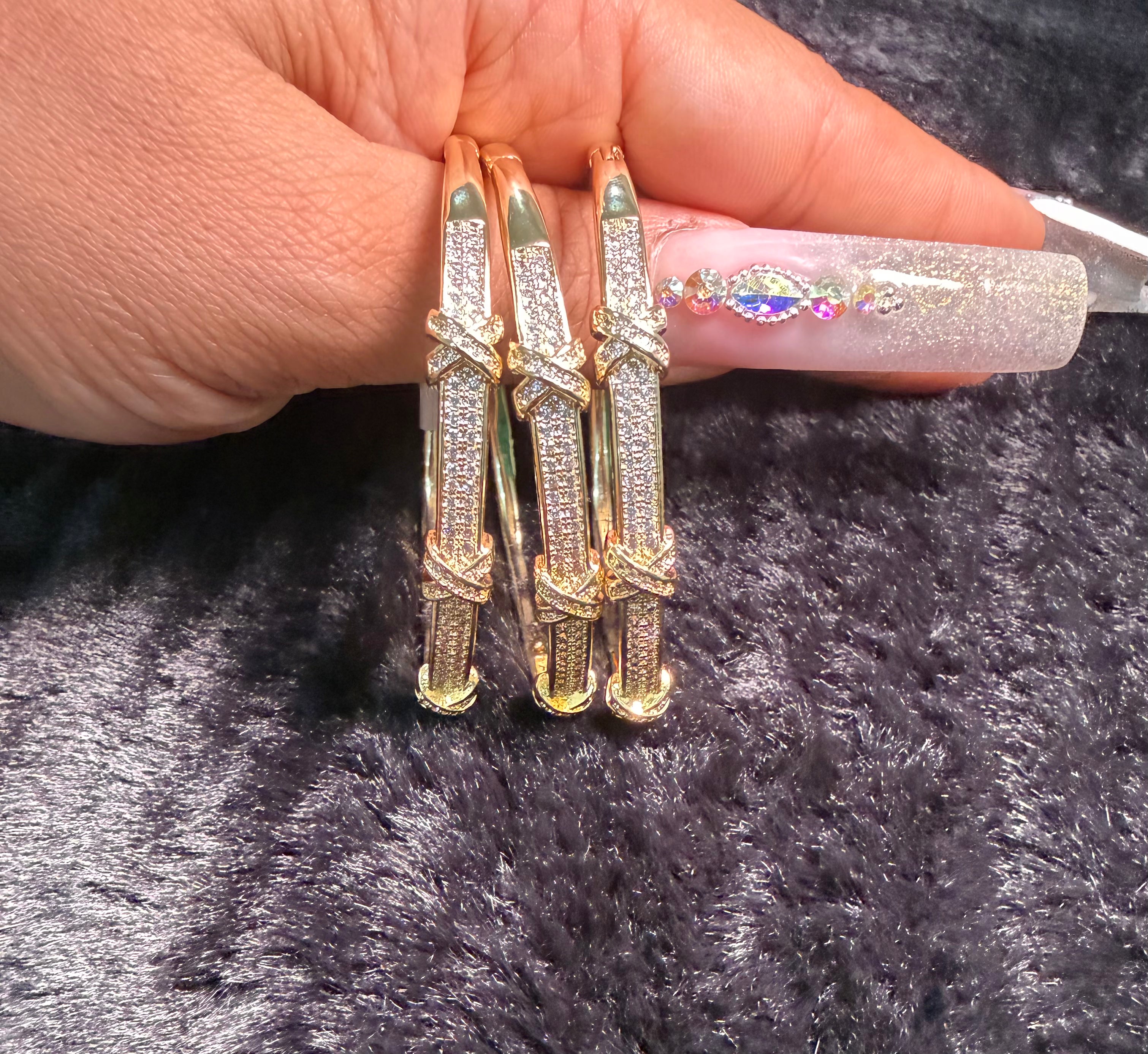 18K Gold Plated X Bangle