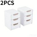 Multi-functional Drawer-style Storage Box 3-Tier Desktop Cosmetic Jewelry Organizer Office Snack Storage Box Portable Cabinet