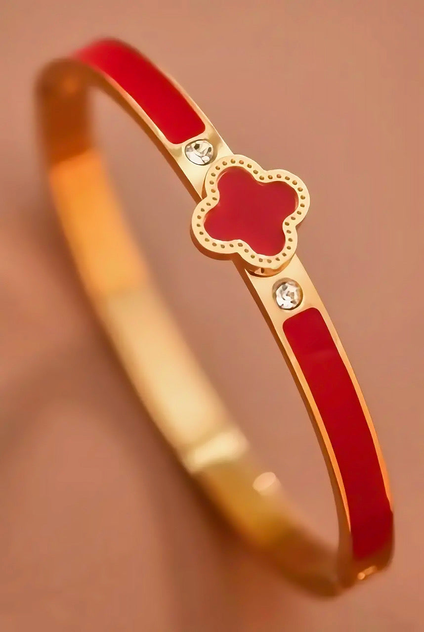 18K Gold Plated Clover Bangle
